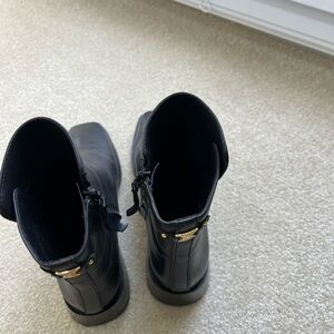 Chic Black Ankle Boots with Gold Details